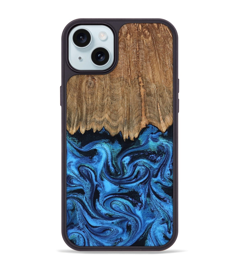 iPhone 15 Plus Wood Phone Case - Patrice (Blue, 799010)