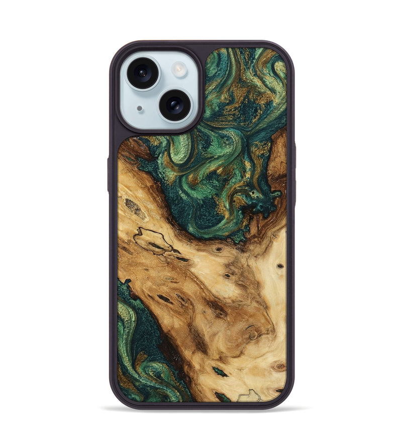 iPhone 15 Wood Phone Case - Devonta (Green, 799013)