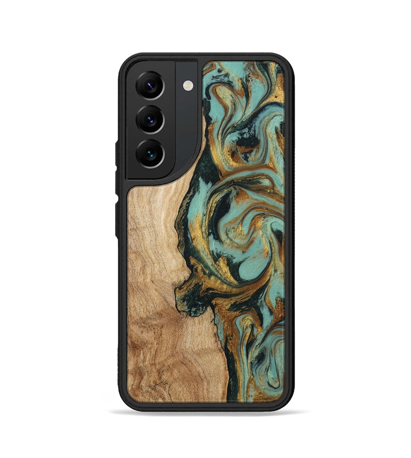 Galaxy S22 Wood Phone Case - Janis (Teal & Gold, 799016)
