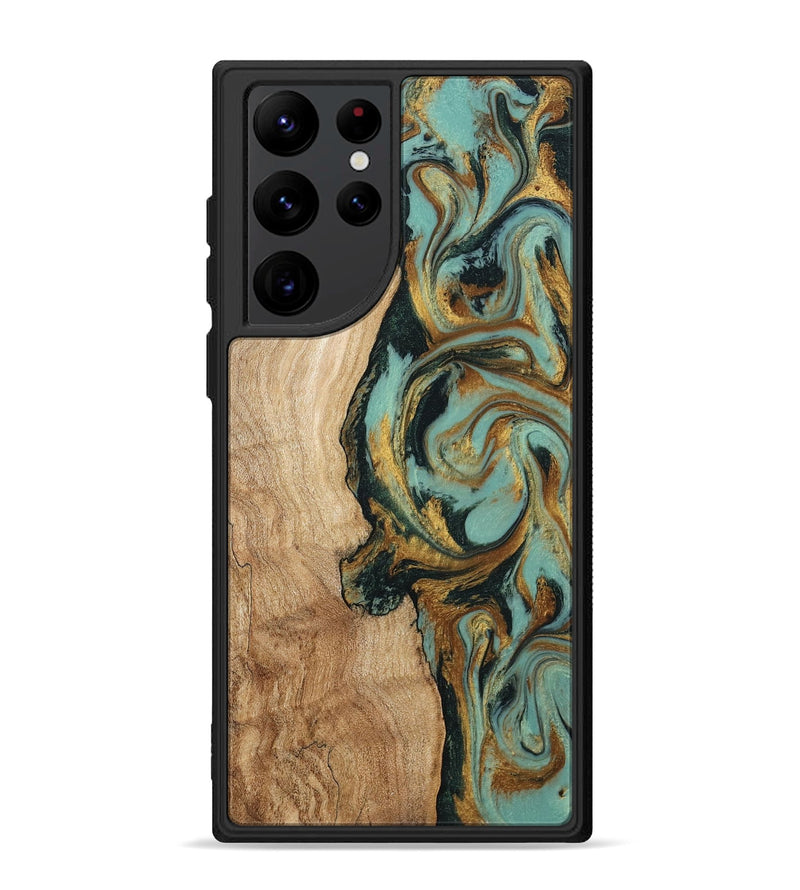 Galaxy S22 Ultra Wood Phone Case - Janis (Teal & Gold, 799016)
