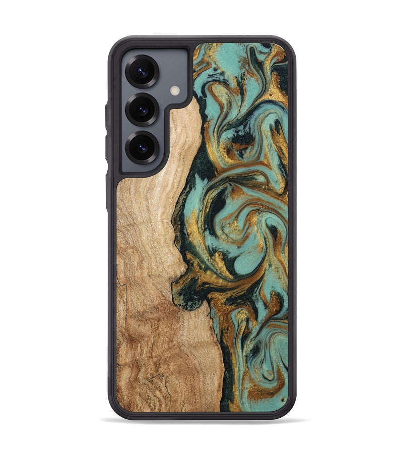 Galaxy S25 Plus Wood Phone Case - Janis (Teal & Gold, 799016)