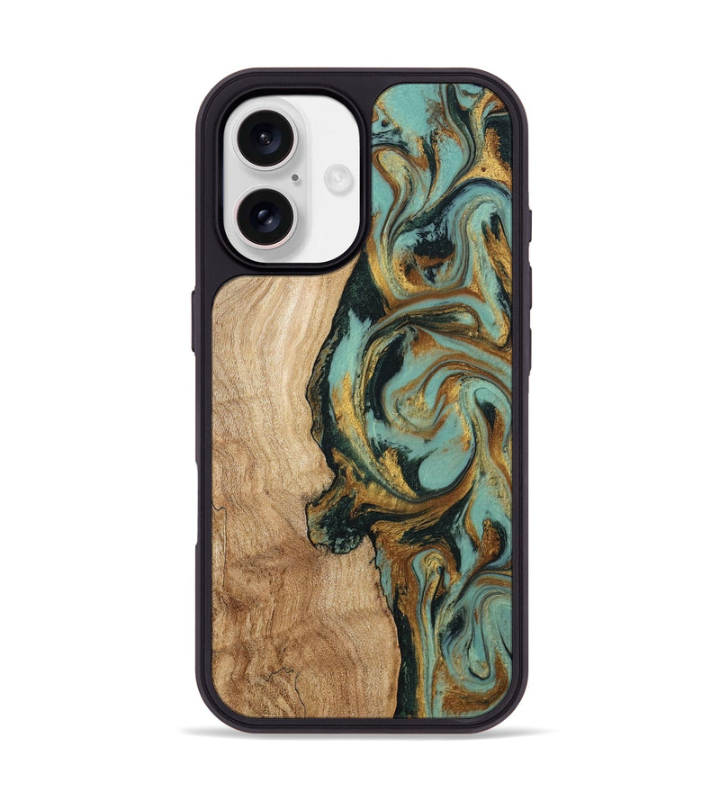 iPhone 17 Wood Phone Case - Janis (Teal & Gold, 799016)