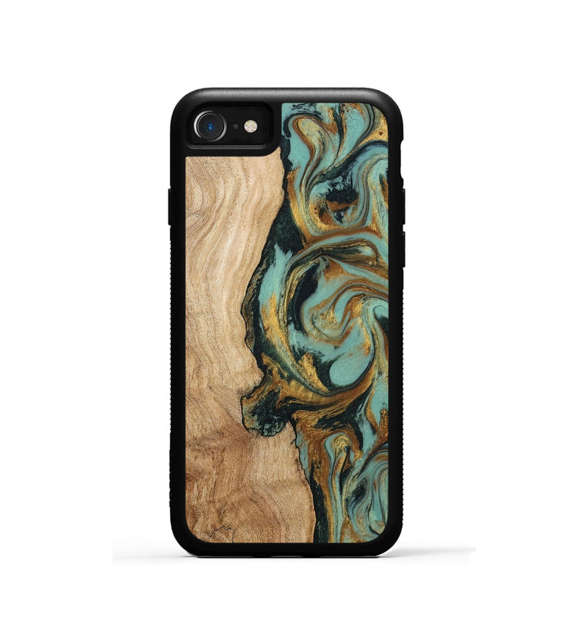 iPhone SE Wood Phone Case - Janis (Teal & Gold, 799016)