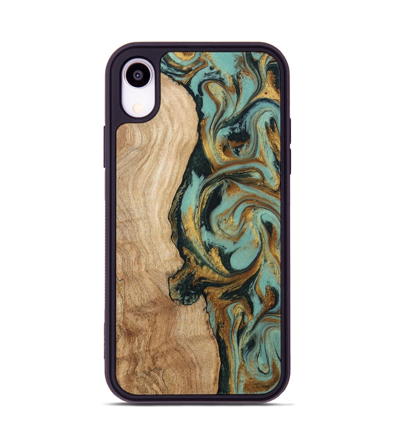iPhone Xr Wood Phone Case - Janis (Teal & Gold, 799016)