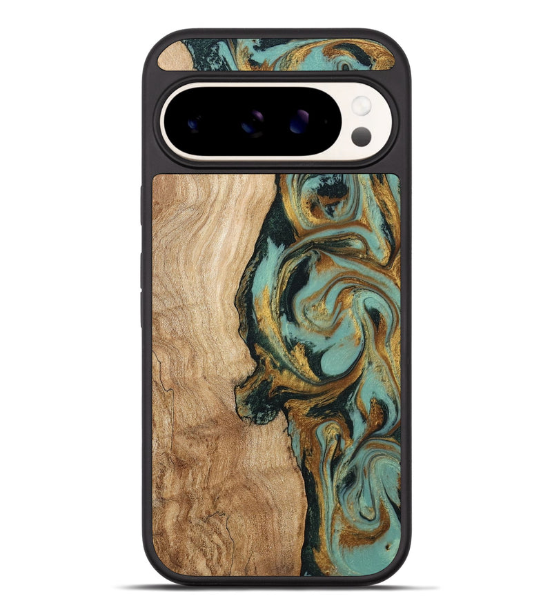 Pixel 9 Pro XL Wood Phone Case - Janis (Teal & Gold, 799016)
