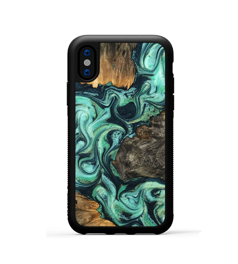 iPhone Xs Wood Phone Case - Luther (Green, 799018)