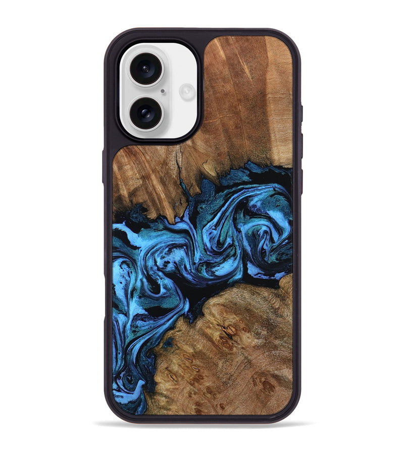iPhone 16 Plus Wood Phone Case - Darian (Blue, 799019)