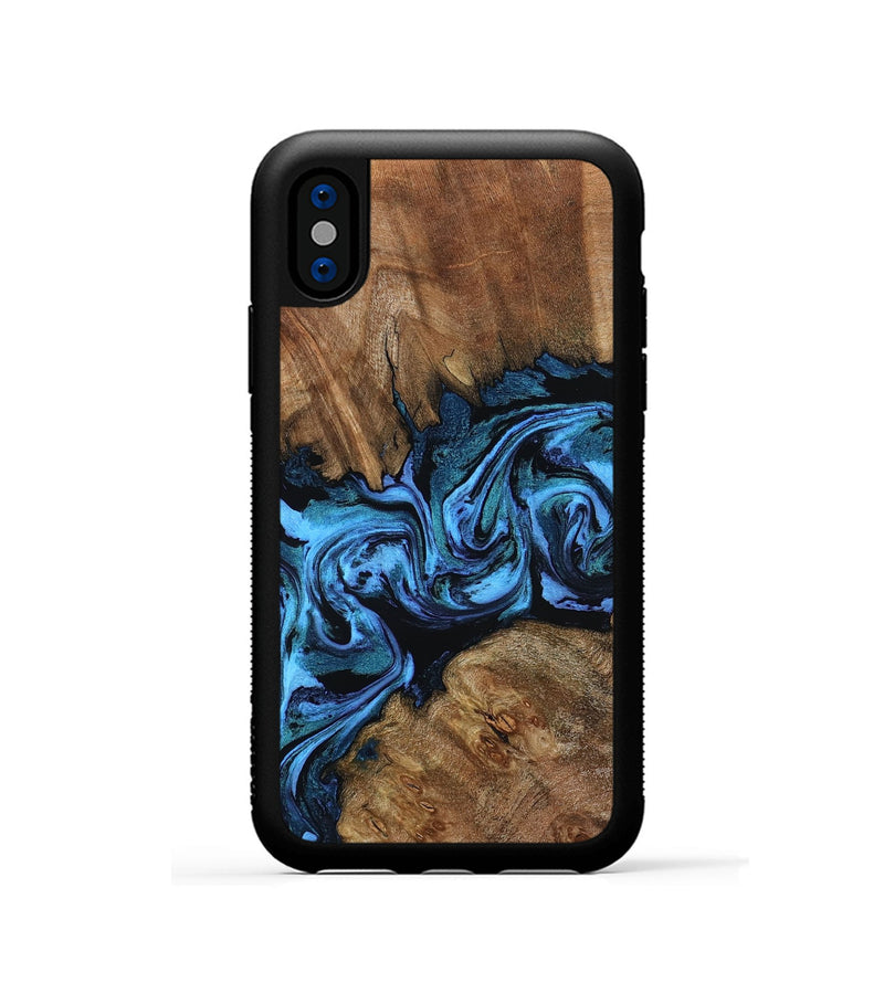 iPhone Xs Wood Phone Case - Darian (Blue, 799019)