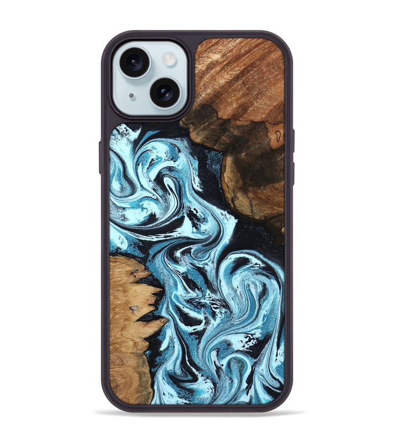iPhone 15 Plus Wood Phone Case - Benson (Blue, 799021)