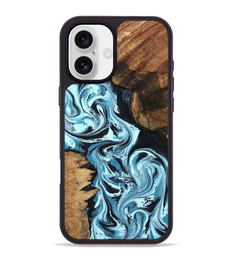 iPhone 16 Plus Wood Phone Case - Benson (Blue, 799021)