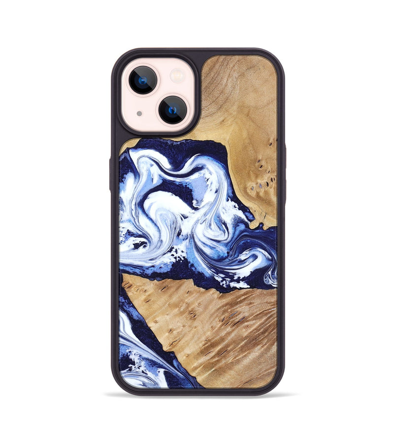 iPhone 14 Wood Phone Case - Amoura (Blue, 799022)