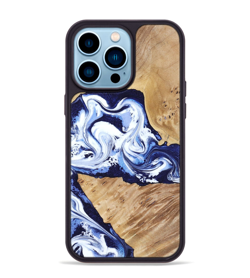 iPhone 14 Pro Max Wood Phone Case - Amoura (Blue, 799022)