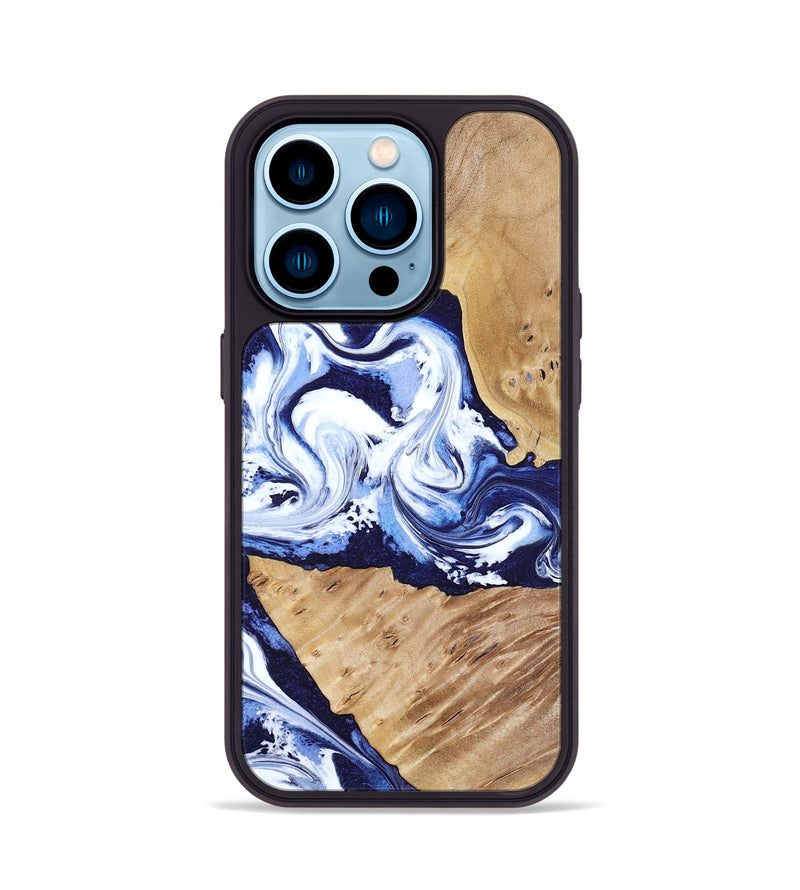 iPhone 14 Pro Wood Phone Case - Amoura (Blue, 799022)