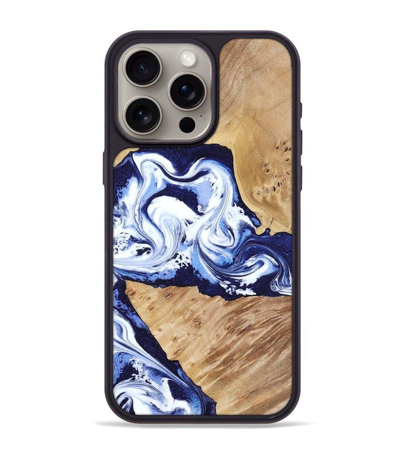 iPhone 15 Pro Max Wood Phone Case - Amoura (Blue, 799022)