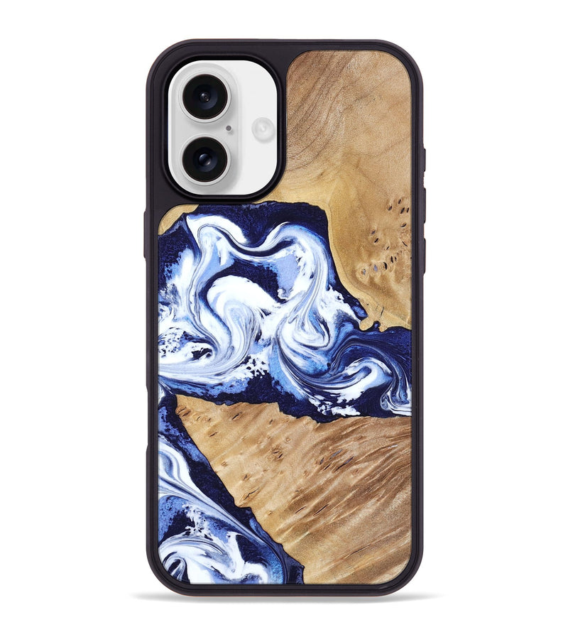 iPhone 16 Plus Wood Phone Case - Amoura (Blue, 799022)