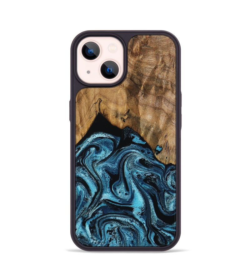 iPhone 14 Wood Phone Case - Sharyn (Blue, 799023)