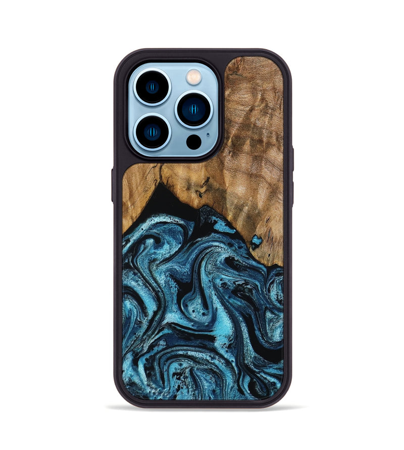 iPhone 14 Pro Wood Phone Case - Sharyn (Blue, 799023)