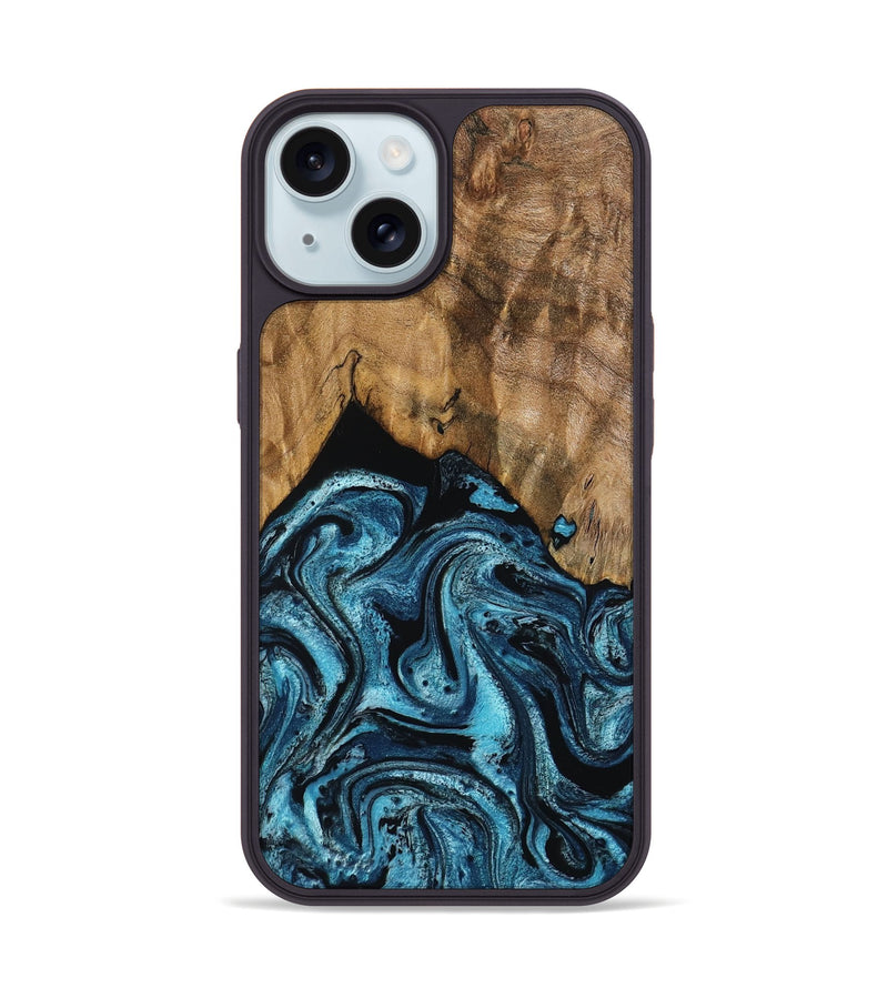 iPhone 15 Wood Phone Case - Sharyn (Blue, 799023)