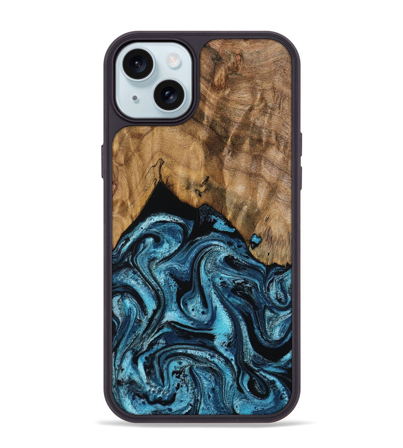 iPhone 15 Plus Wood Phone Case - Sharyn (Blue, 799023)