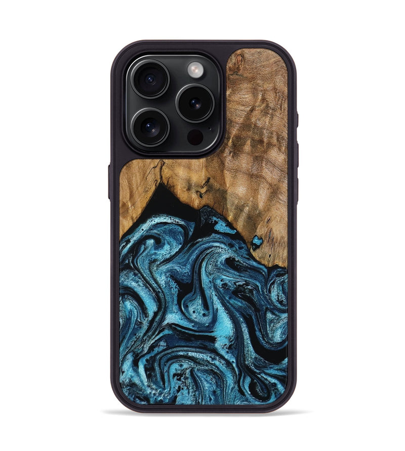 iPhone 15 Pro Wood Phone Case - Sharyn (Blue, 799023)