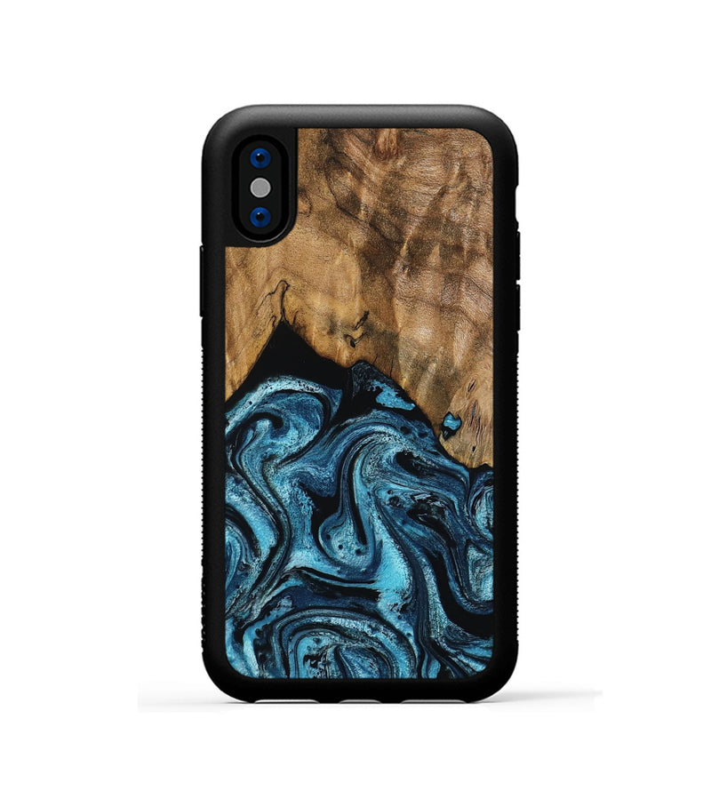 iPhone Xs Wood Phone Case - Sharyn (Blue, 799023)