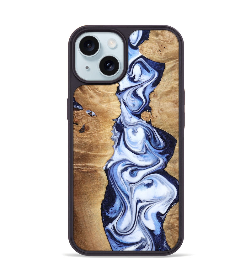 iPhone 15 Wood Phone Case - Fannie (Blue, 799024)