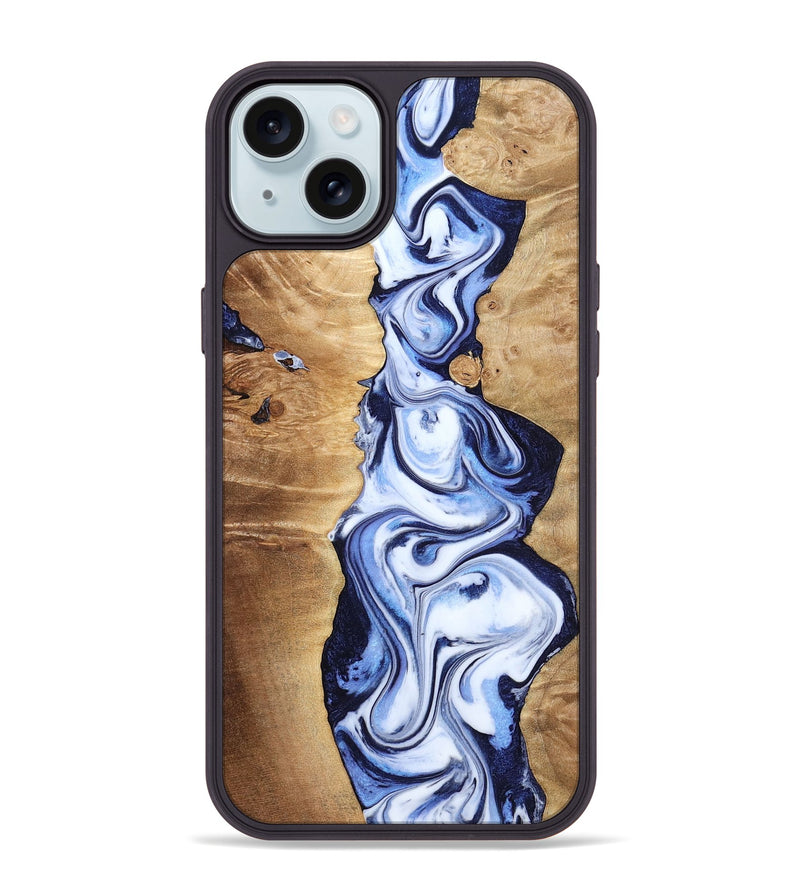 iPhone 15 Plus Wood Phone Case - Fannie (Blue, 799024)