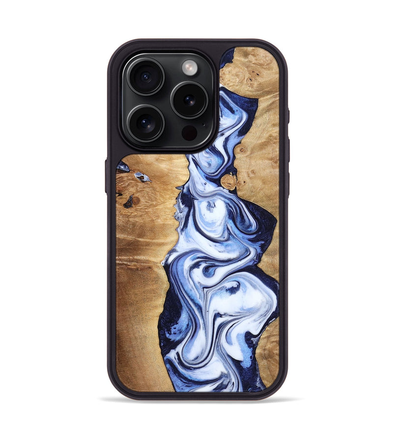 iPhone 15 Pro Wood Phone Case - Fannie (Blue, 799024)