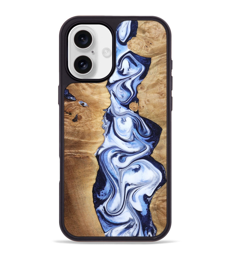 iPhone 16 Plus Wood Phone Case - Fannie (Blue, 799024)