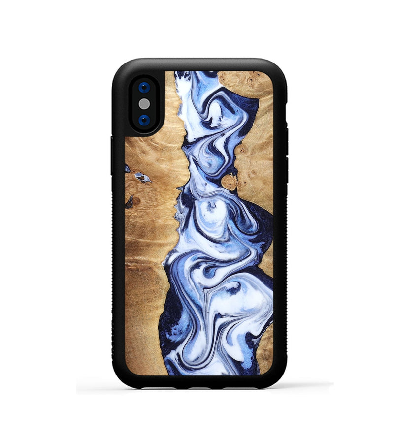 iPhone Xs Wood Phone Case - Fannie (Blue, 799024)