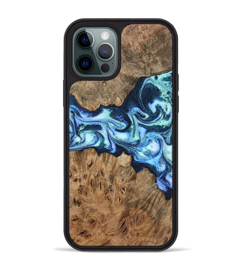 iPhone 12 Pro Max Wood Phone Case - Bette (Blue, 799026)