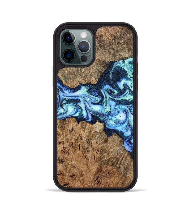 iPhone 12 Pro Wood Phone Case - Bette (Blue, 799026)