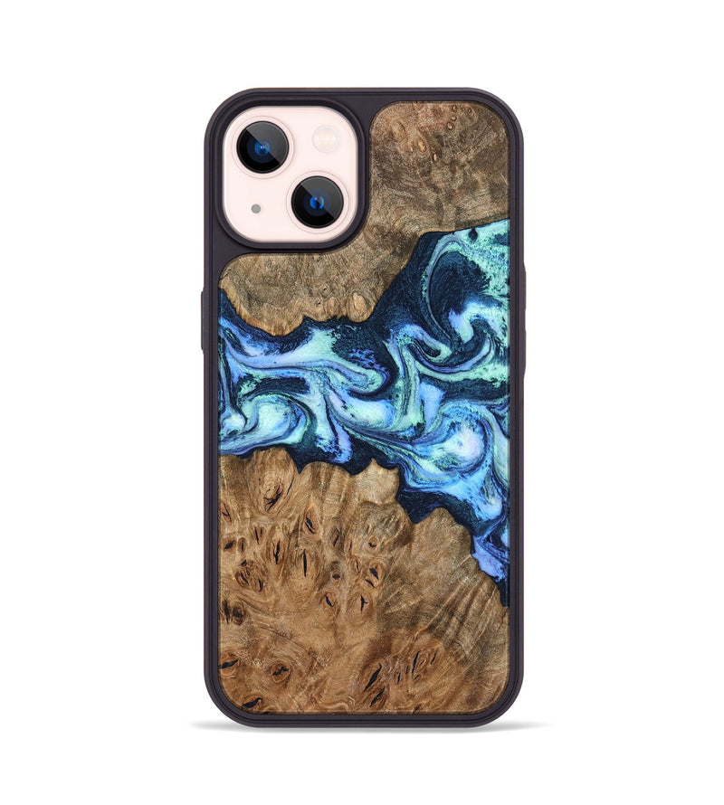 iPhone 14 Wood Phone Case - Bette (Blue, 799026)