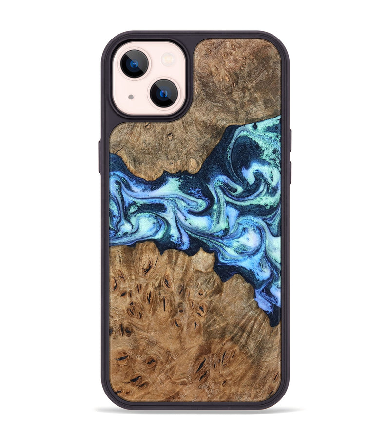 iPhone 14 Plus Wood Phone Case - Bette (Blue, 799026)