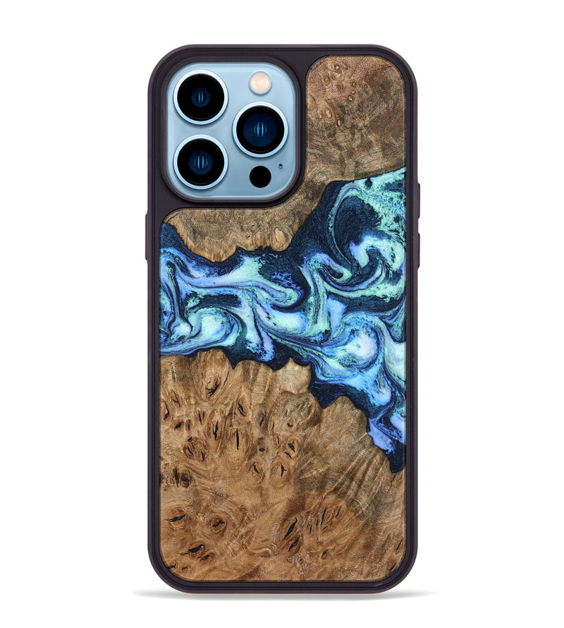 iPhone 14 Pro Max Wood Phone Case - Bette (Blue, 799026)