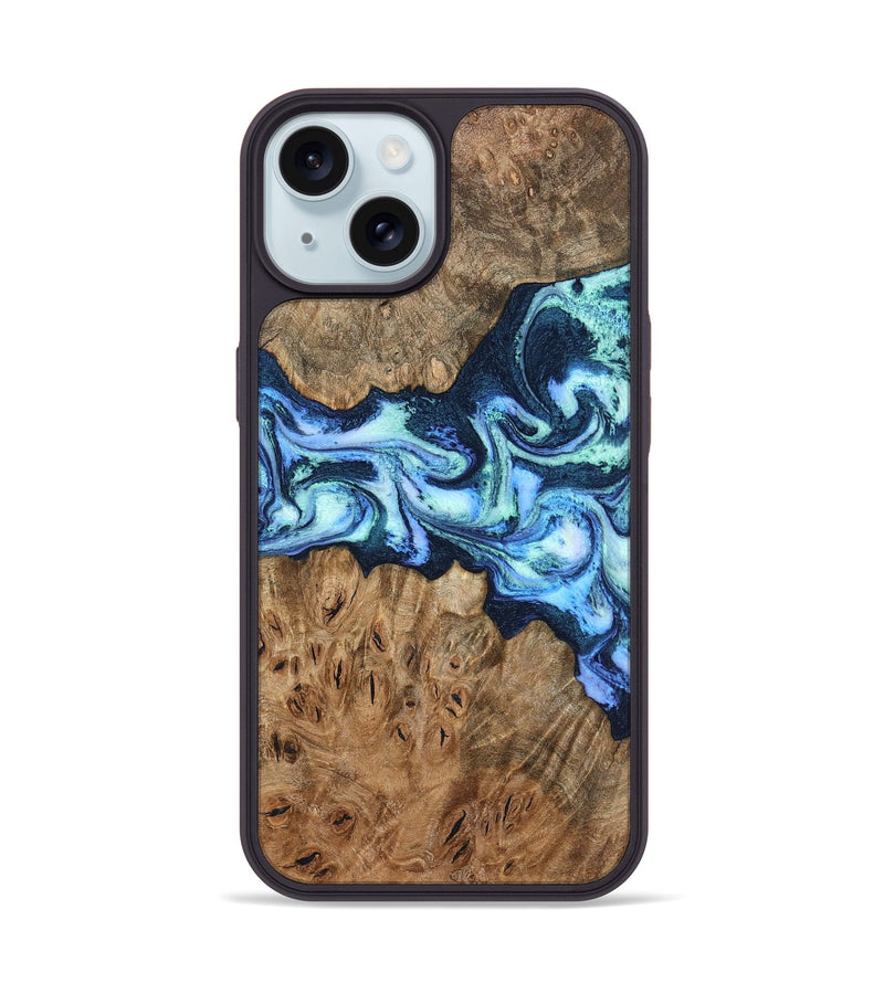 iPhone 15 Wood Phone Case - Bette (Blue, 799026)