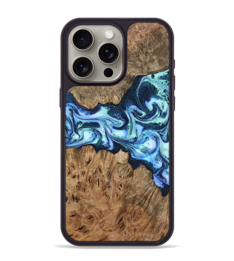 iPhone 15 Pro Max Wood Phone Case - Bette (Blue, 799026)