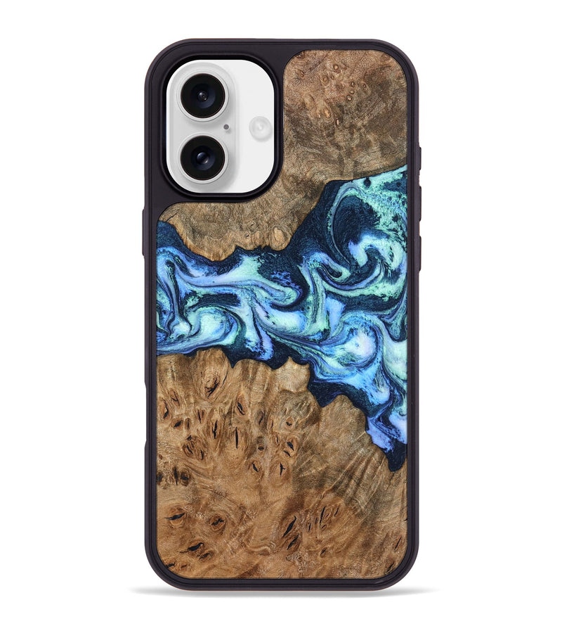 iPhone 16 Plus Wood Phone Case - Bette (Blue, 799026)