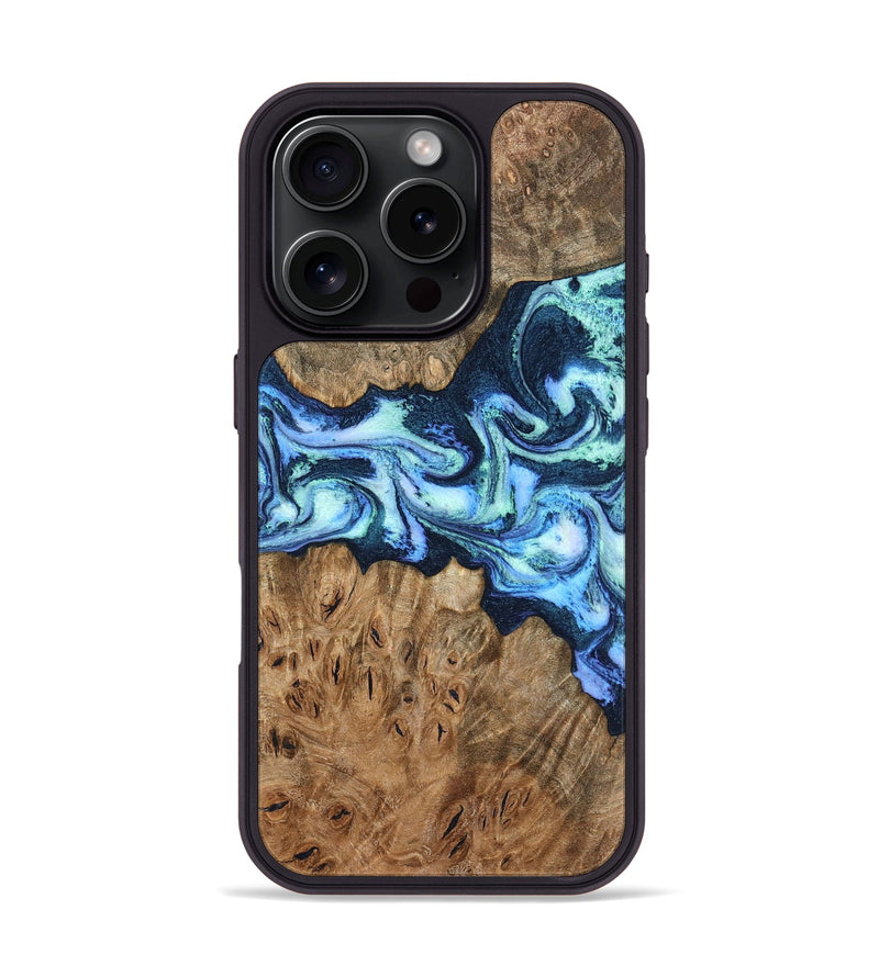 iPhone 16 Pro Wood Phone Case - Bette (Blue, 799026)