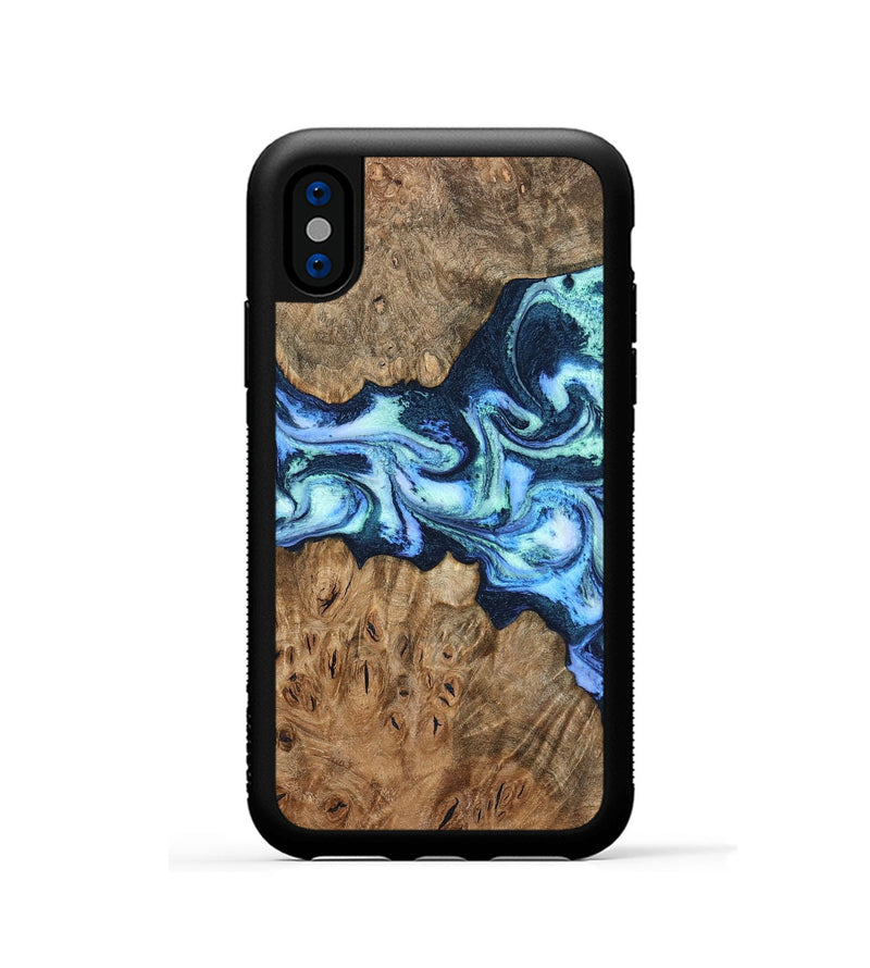 iPhone Xs Wood Phone Case - Bette (Blue, 799026)
