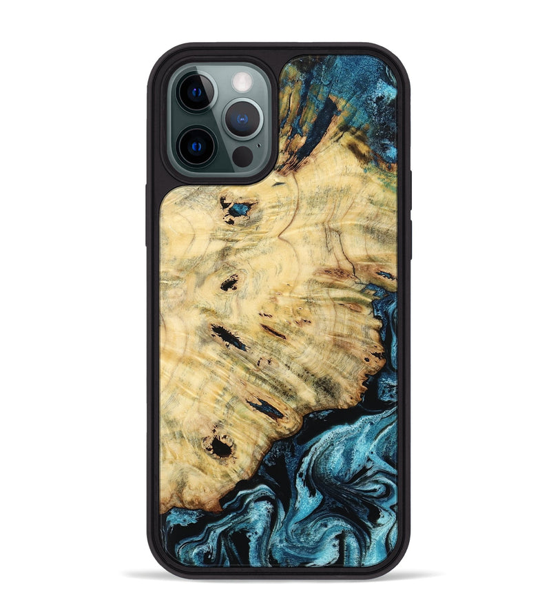 iPhone 12 Pro Max Wood Phone Case - Violet (Blue, 799028)