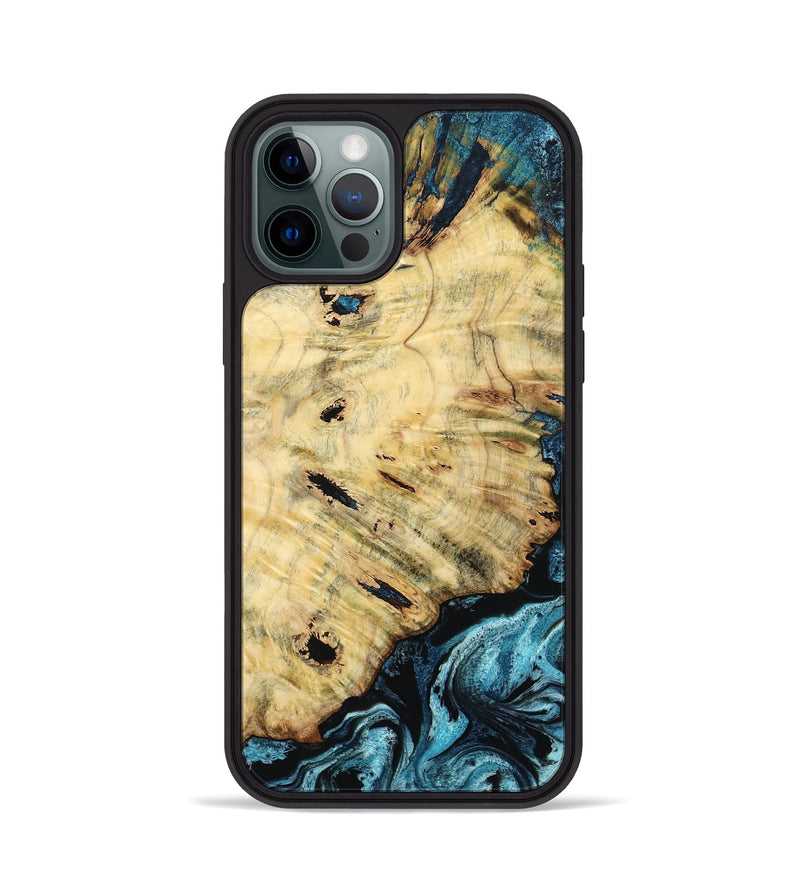 iPhone 12 Pro Wood Phone Case - Violet (Blue, 799028)