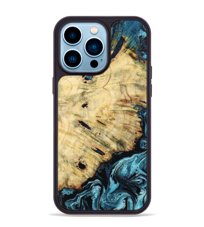 iPhone 14 Pro Max Wood Phone Case - Violet (Blue, 799028)