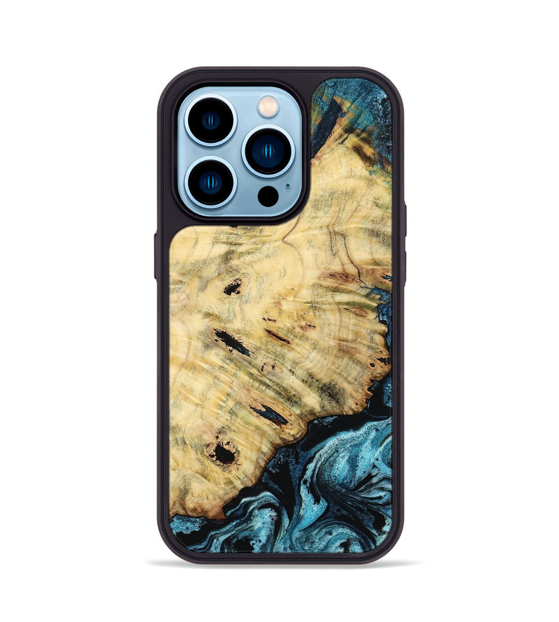 iPhone 14 Pro Wood Phone Case - Violet (Blue, 799028)