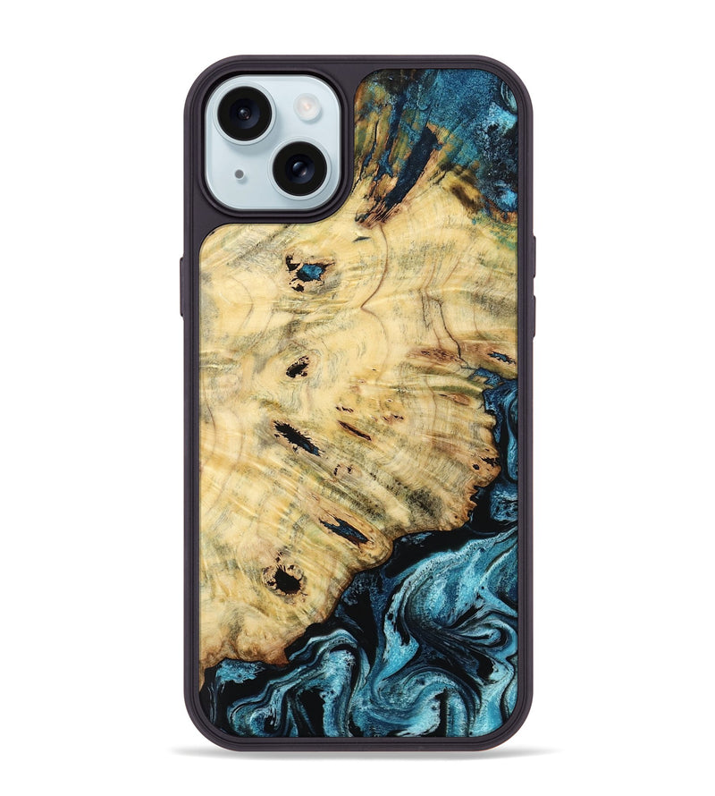iPhone 15 Plus Wood Phone Case - Violet (Blue, 799028)