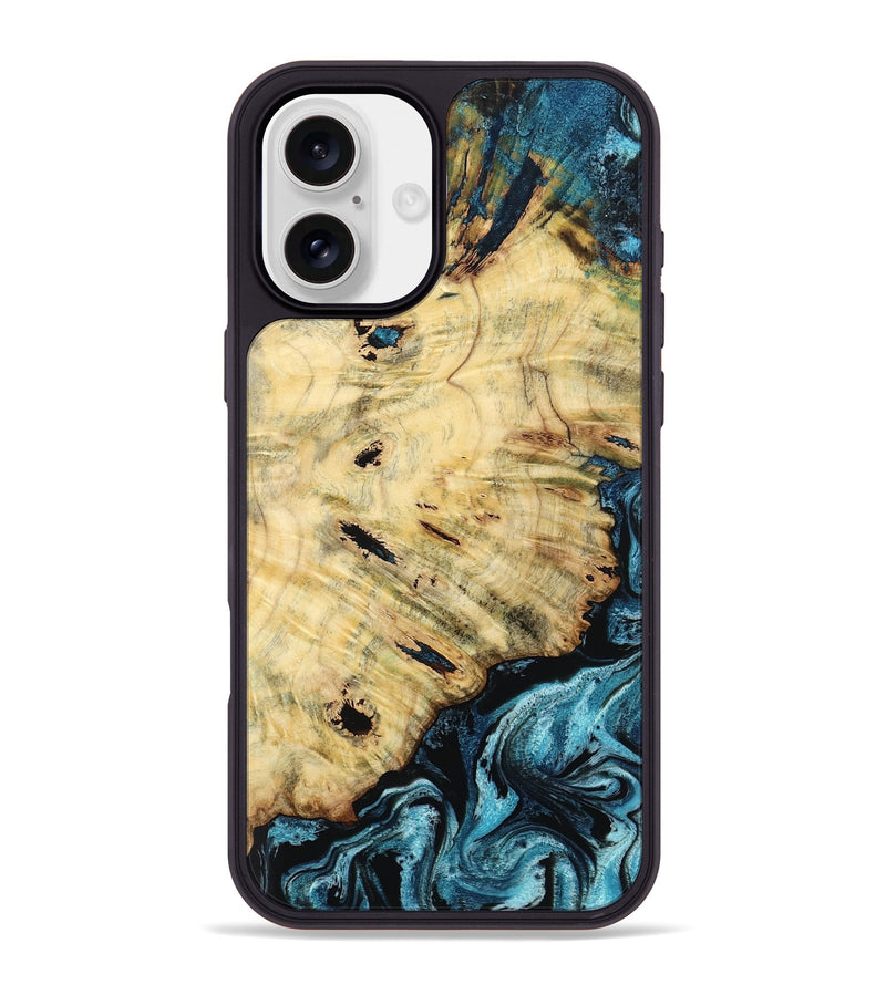iPhone 16 Plus Wood Phone Case - Violet (Blue, 799028)