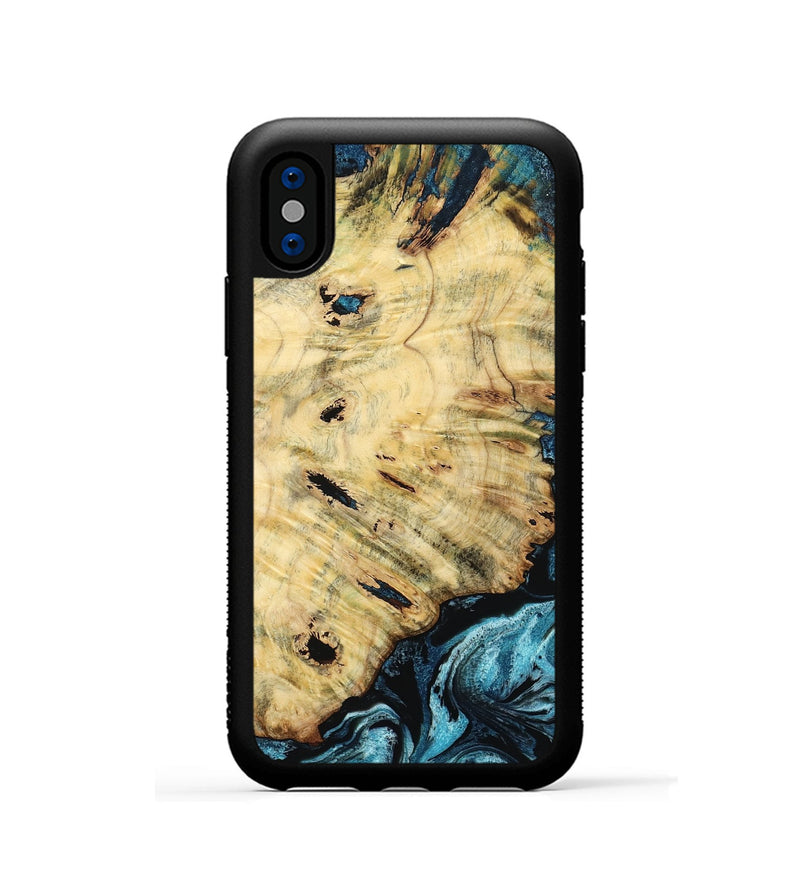 iPhone Xs Wood Phone Case - Violet (Blue, 799028)