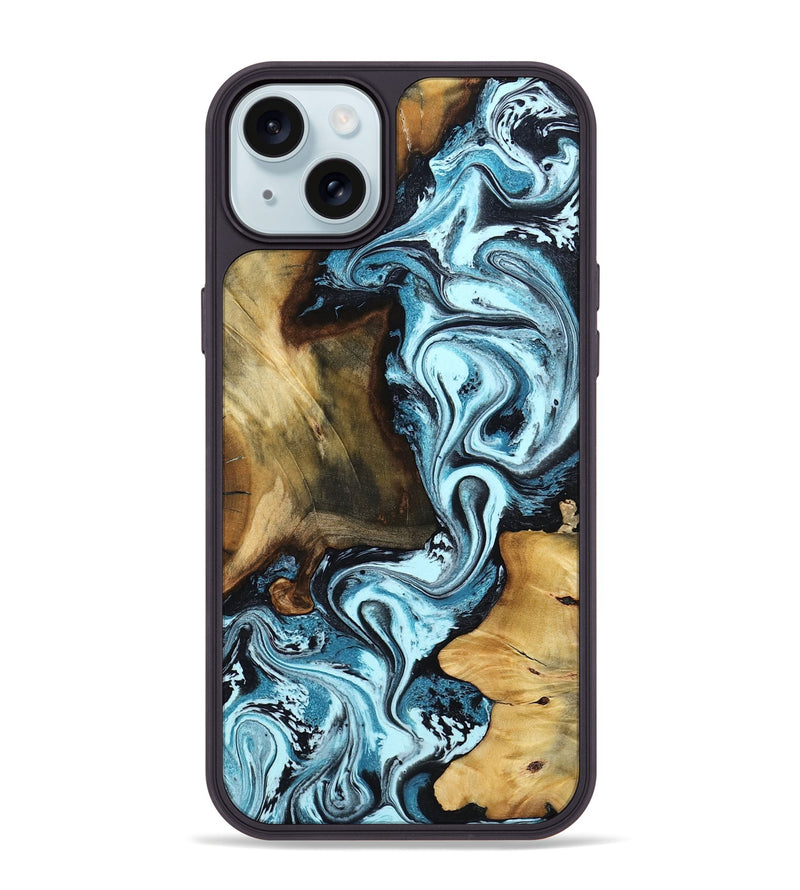 iPhone 15 Plus Wood Phone Case - Ayra (Blue, 799029)