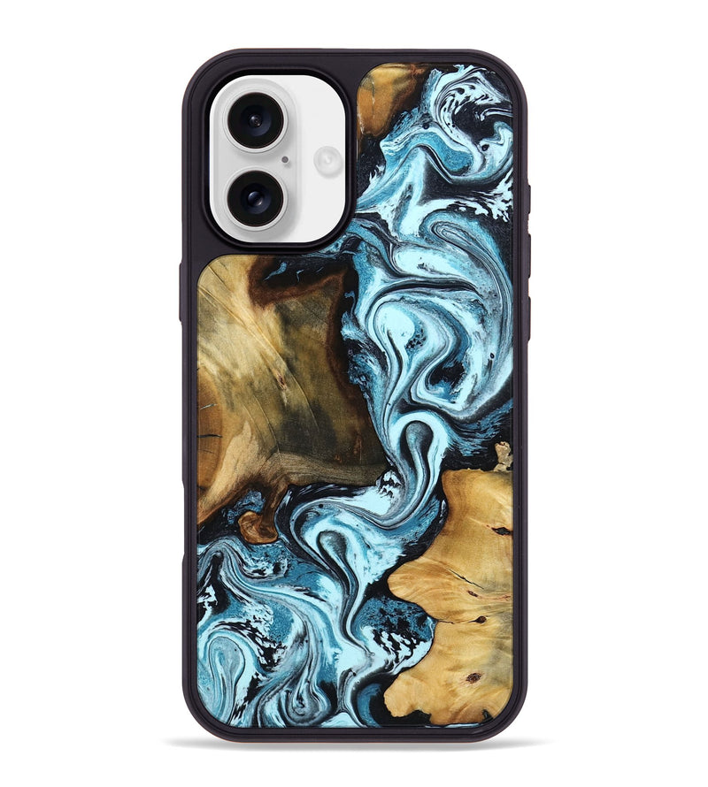 iPhone 16 Plus Wood Phone Case - Ayra (Blue, 799029)