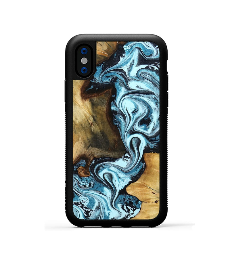 iPhone Xs Wood Phone Case - Ayra (Blue, 799029)